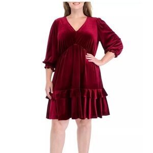Maison Tara Rich Red Velvet Dress